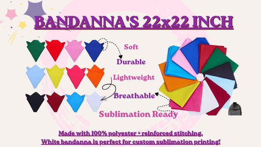 Wholesale Sublimation Bandannas – 22" x 22" Solid Color Polyester Blanks